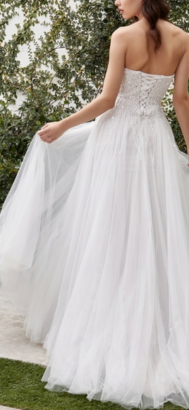 STRAPLESS WEDDING DRESS EVENING BRIDAL GOWN - Picture 4 of 6
